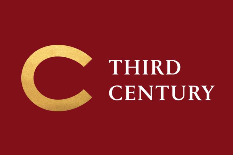 Third Century logo on a maroon background